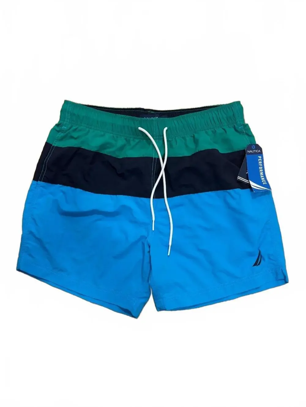 Nautica Men's Quick Dry Performance Colorblock Swim Trunks Size M